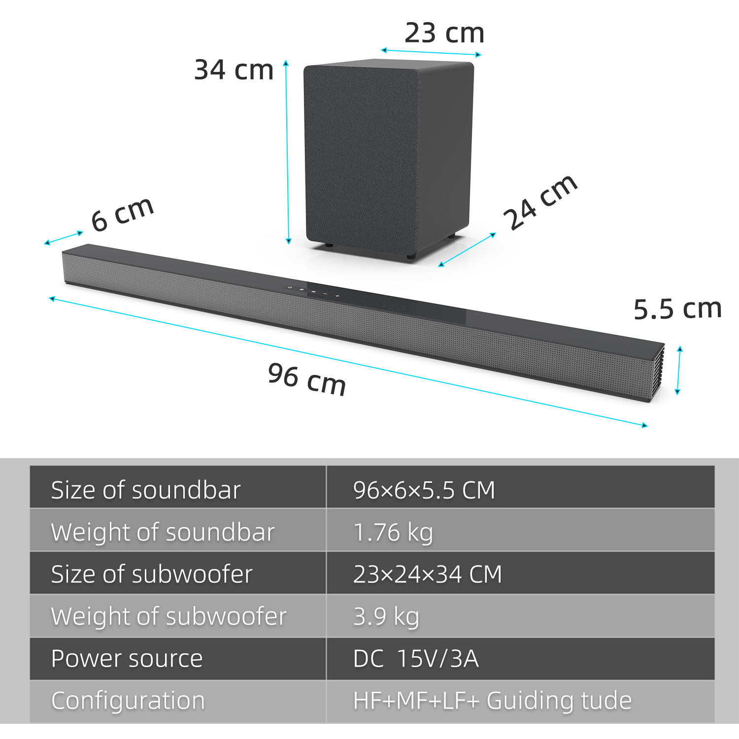 84W TV Sound Bar with Subwoofe - Home Cinema Wireless Speakers ulasan dan harga