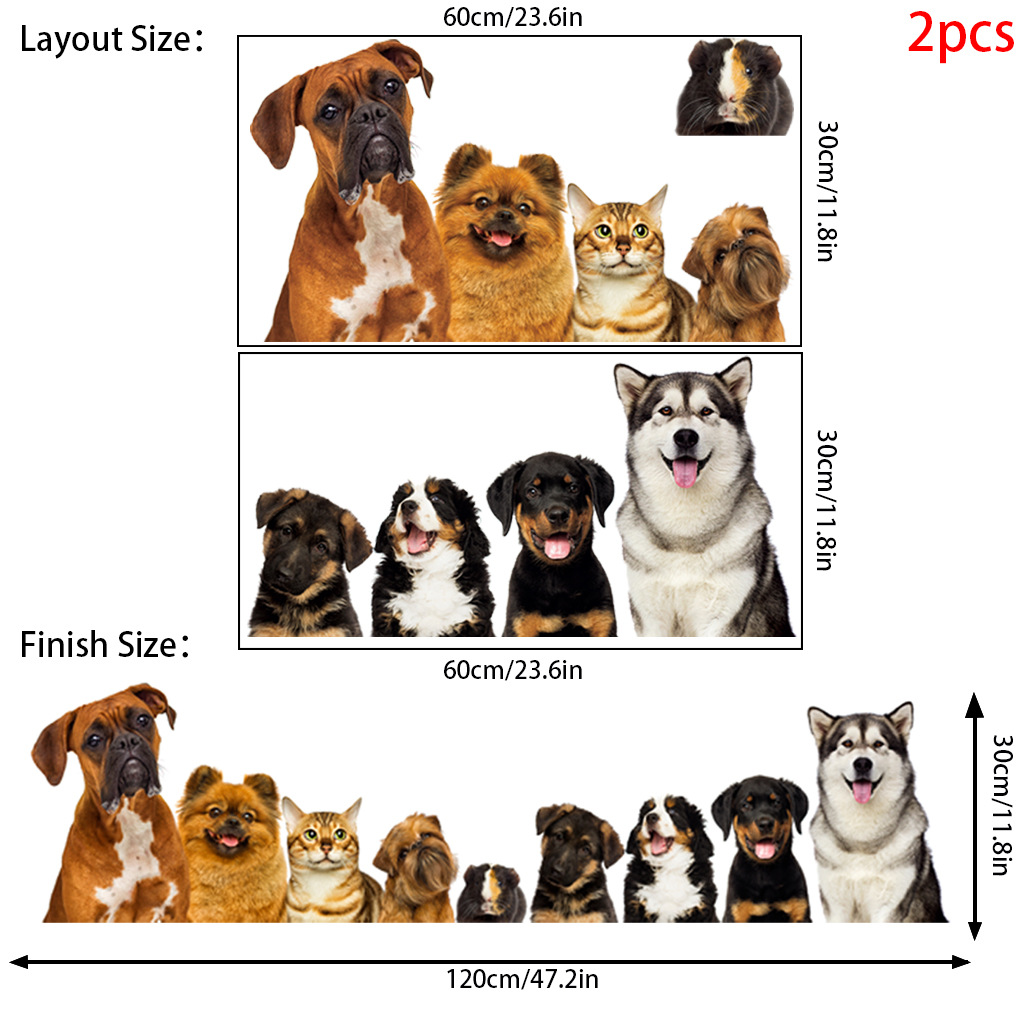 C30# 9 Cute Cats And Dogs Wall - Home Cinema Wall ulasan dan harga