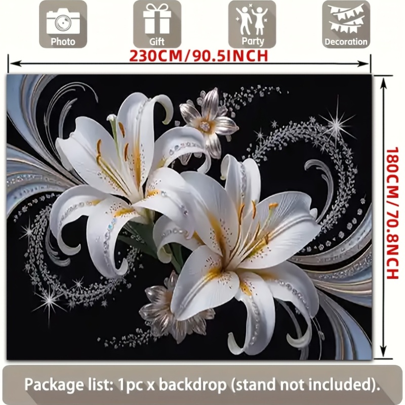 Luxurious White Lilies Floral  - Home Cinema Wall ulasan dan harga