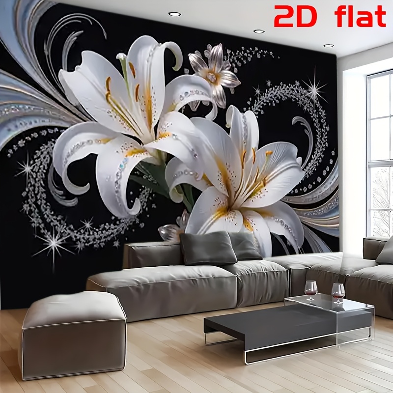 Luxurious White Lilies Floral  - Home Cinema Wall ulasan dan harga