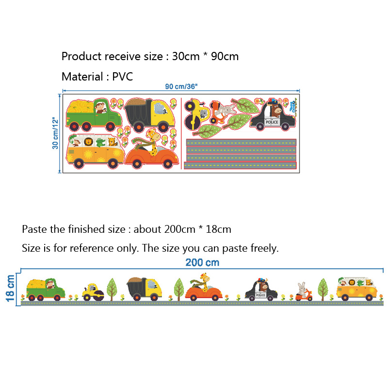 Cartoon Animals Car Wall Stick - Home Cinema Wall ulasan dan harga