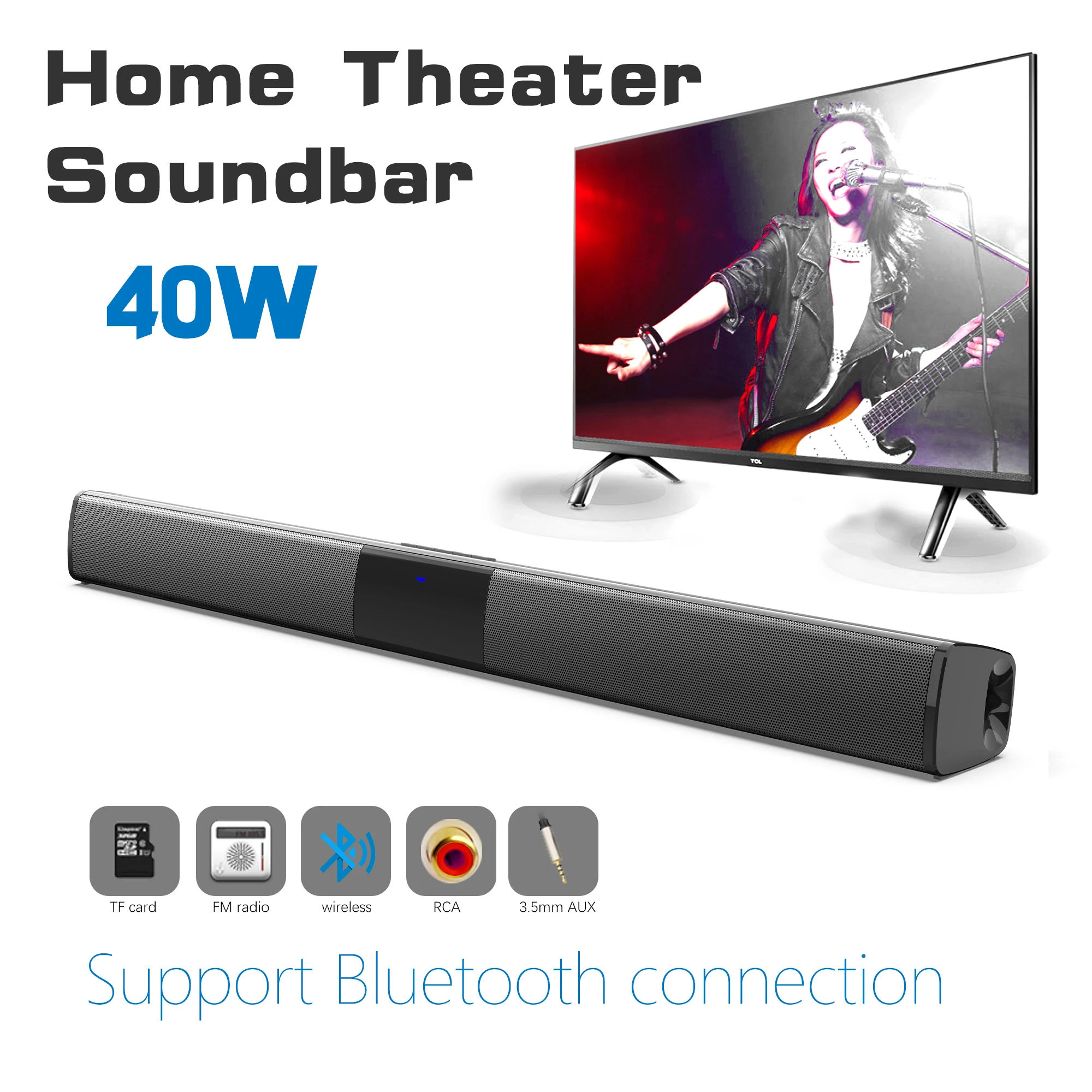 40W High Power Soundbar for TV - Home Cinema Wireless Speakers ulasan dan harga