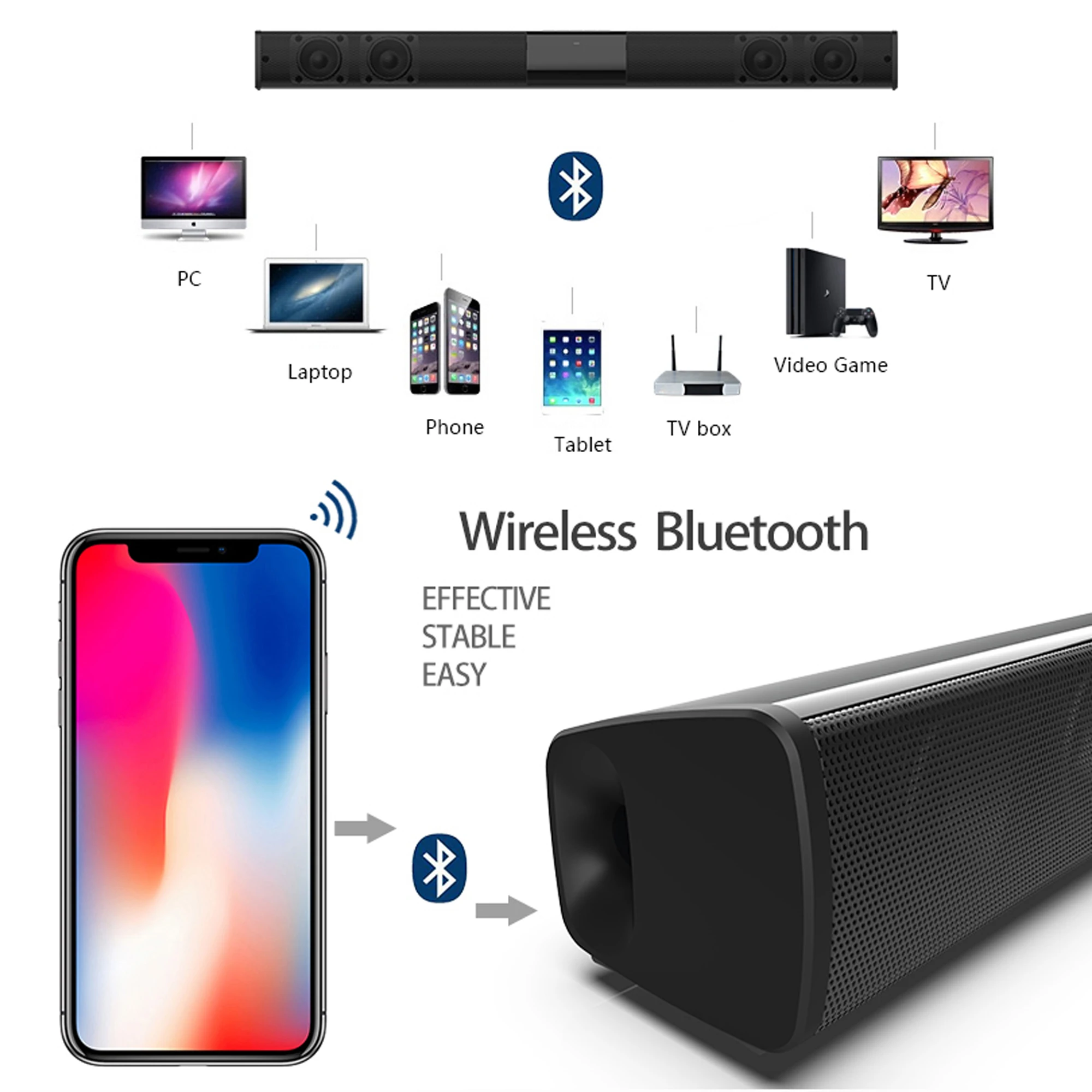 40W High Power Soundbar for TV - Home Cinema Wireless Speakers ulasan dan harga