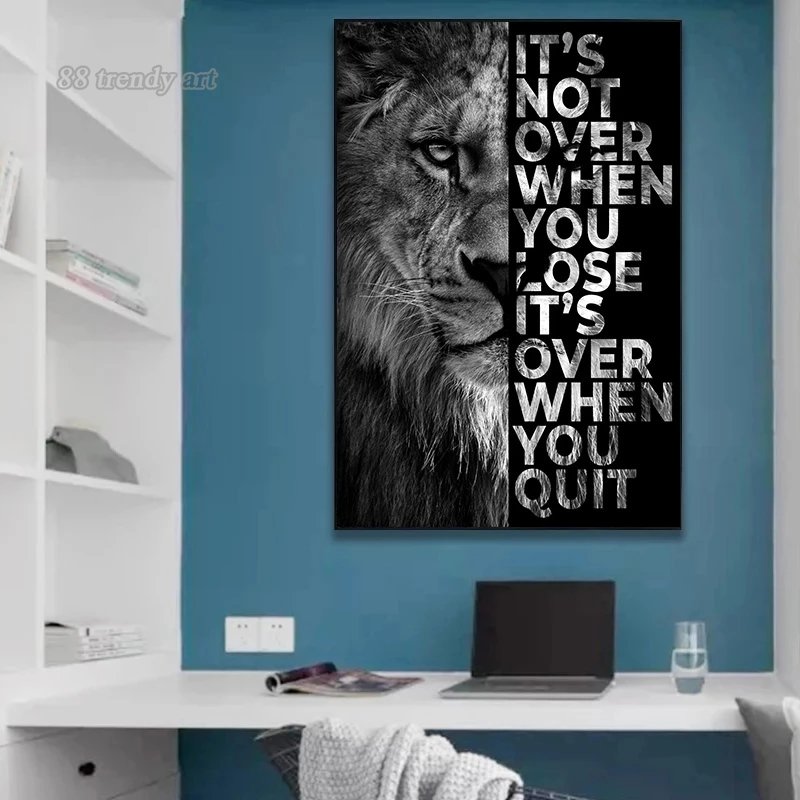Lion Face Motivational Art Pos - Home Cinema Wall ulasan dan harga