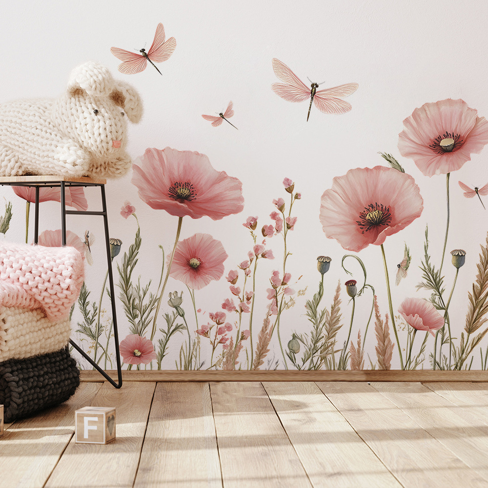 Watercolor Pink Flowers Dragon - Home Cinema Wall ulasan dan harga