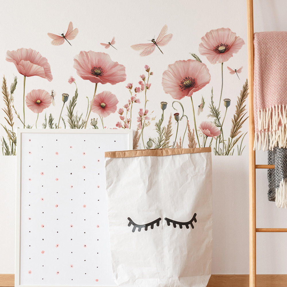 Watercolor Pink Flowers Dragon - Home Cinema Wall ulasan dan harga