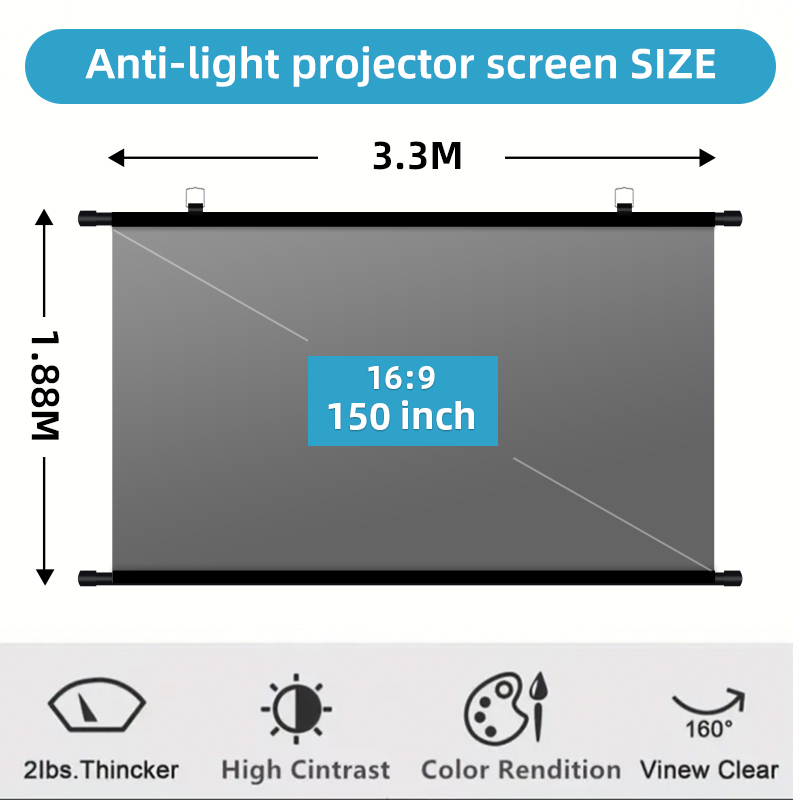 150 Inch 16:9 Anti-Light Proje - Home Cinema Rack ulasan dan harga