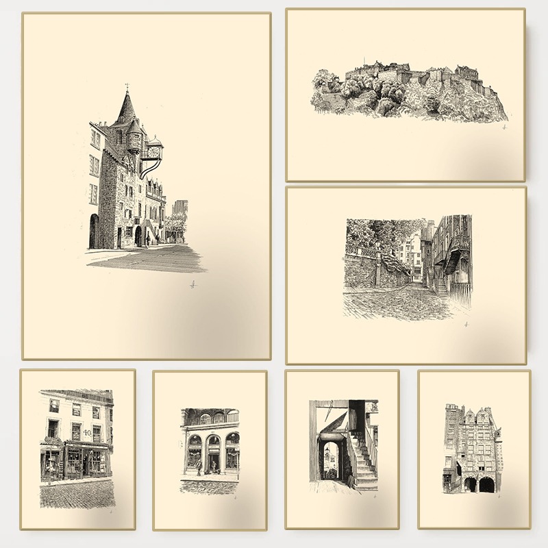 Vintage Edinburgh Castle Pen I - Home Cinema Wall ulasan dan harga